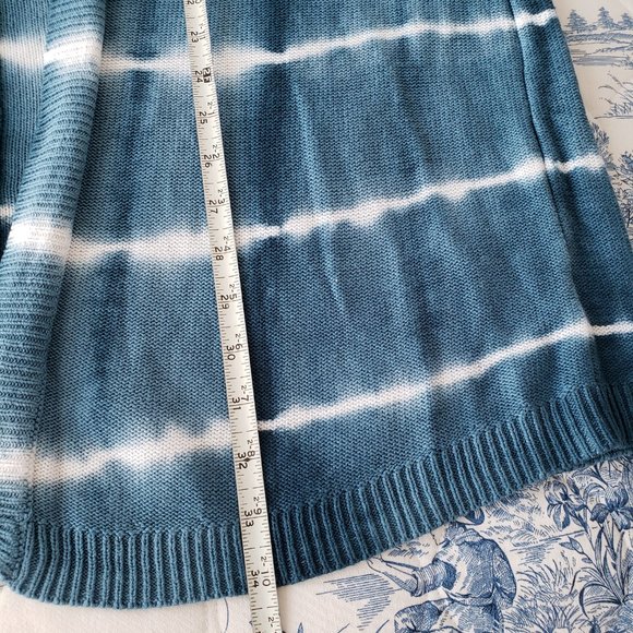 Torrid Tie Dye Open Front 3/4 Dolman Sleeve Blue Long Cardigan - Picture 9 of 12